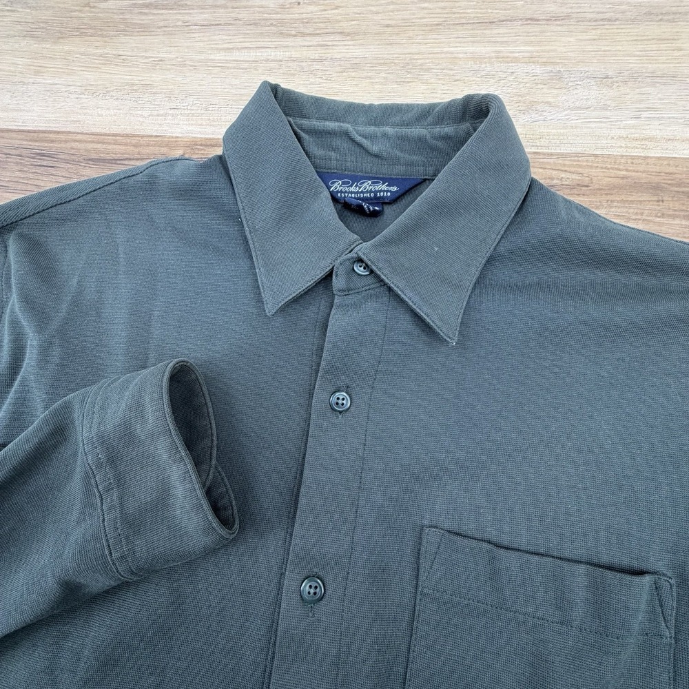 Brooks Brothers Shirt Mens Medium Green Soft Classic Fit Casual Button Down